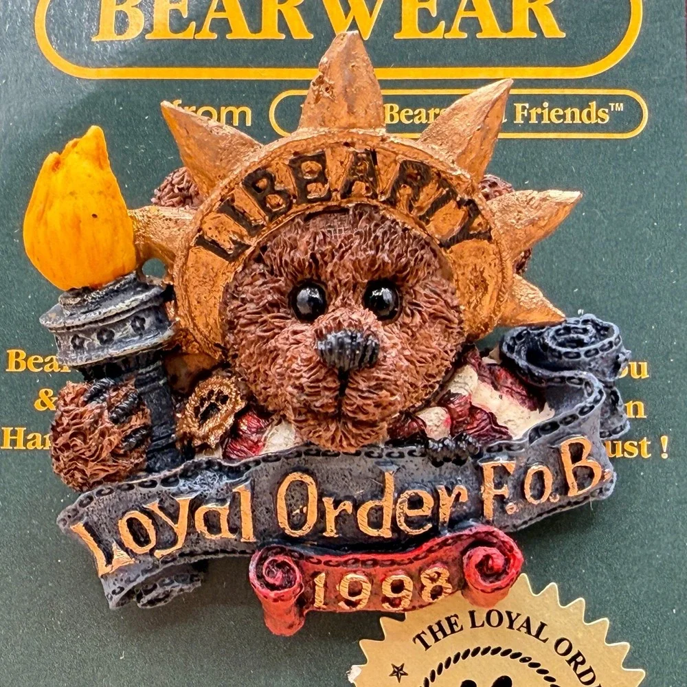 Boyds Bears Bearwear Liberty Loyal Order FOB 1998 Bear Pin Brooch Collectible